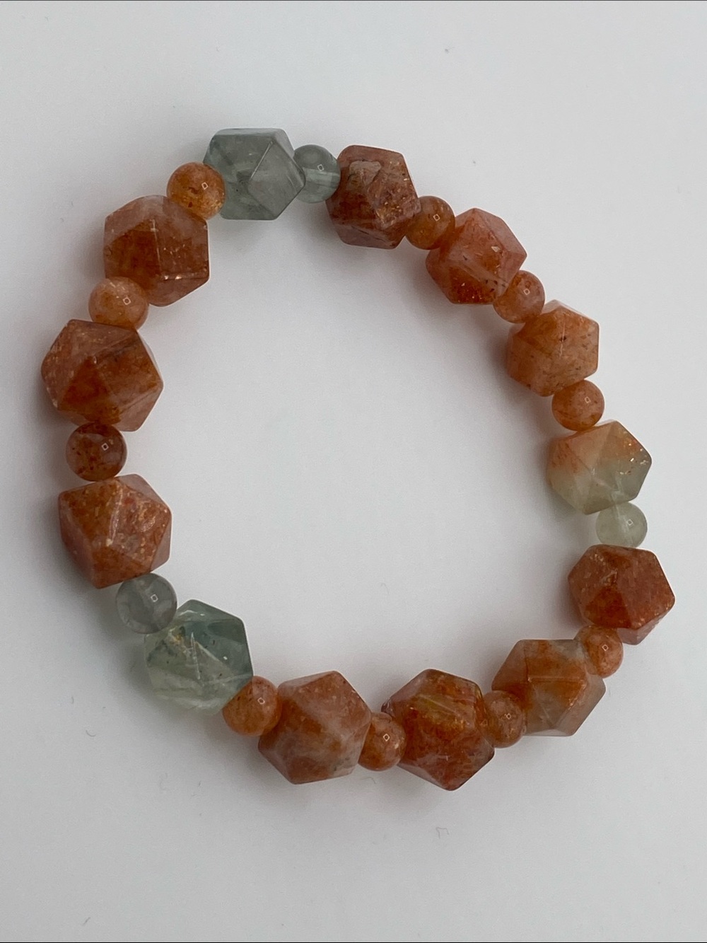 Geometric Faceted Sunstone & Sandstone Sparkle Bracelet